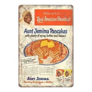 Real American Breakfast‎ Pancake Waffle Syrup Butter Bacon Metal Sign 8x12"